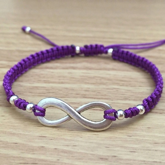 Silver Infinity Purple Braided Shamballa Bracelet - Picture 6 of 6